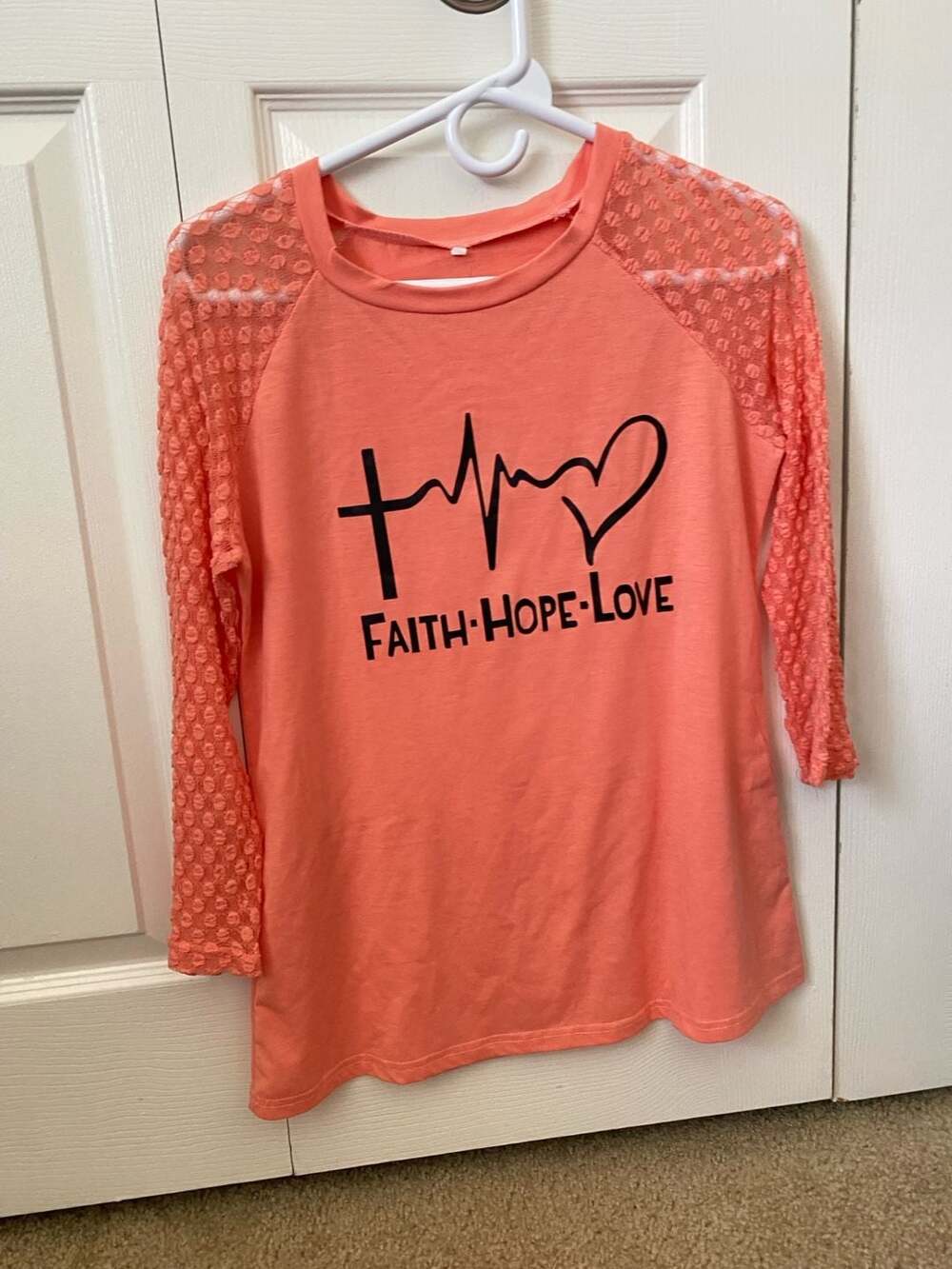 Faith Hope Love Graphic Raglan Shirt Size S